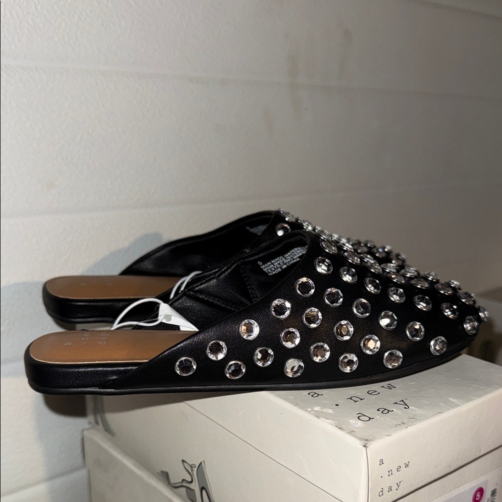 a new day Black Studded Mules - Picture 2 of 3